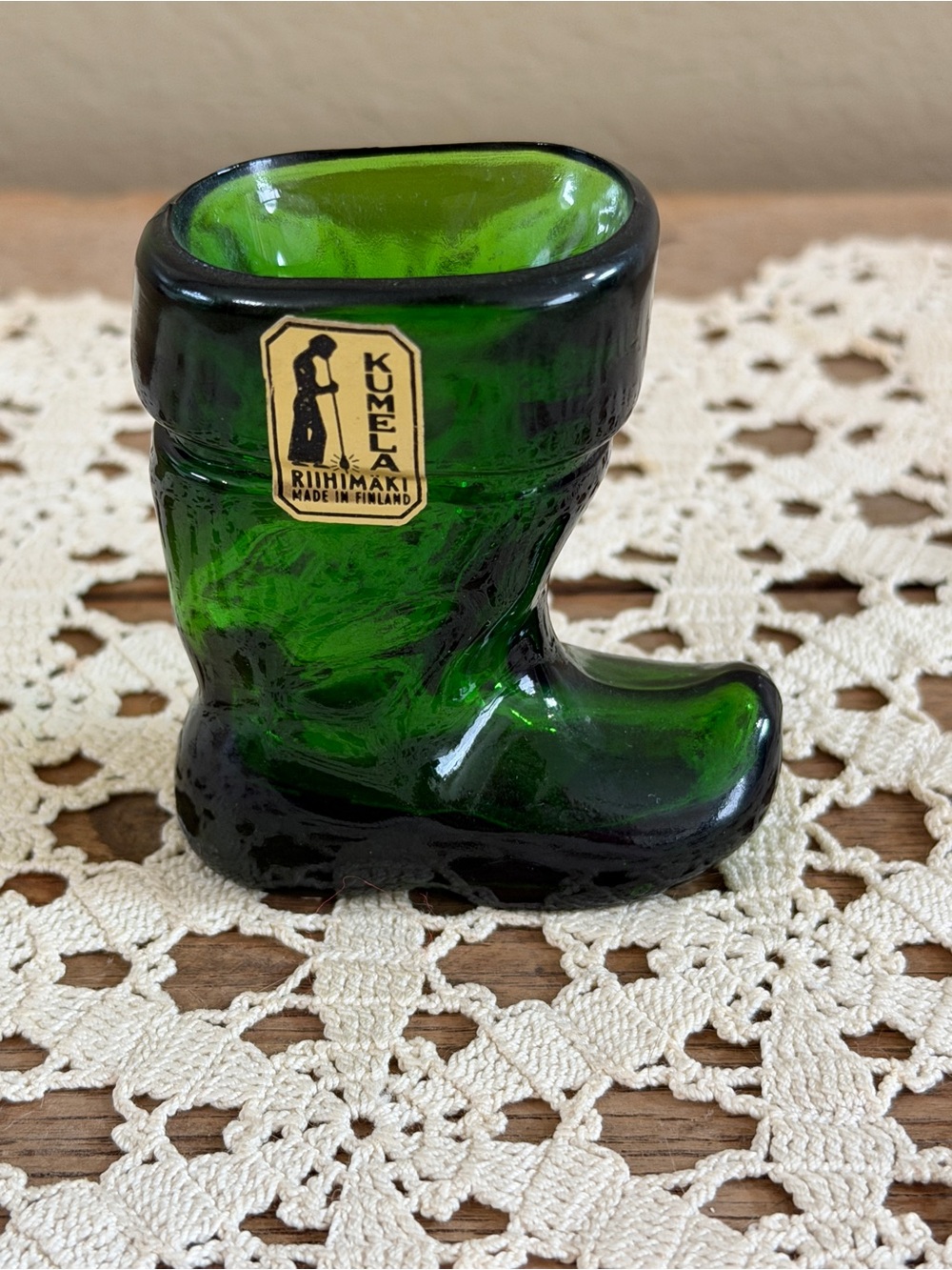 Kumela Finland Green Glass Boot
